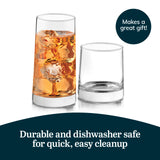 Libbey Ascent Tumbler and Rocks Drinking Glasses Set of 16, Glass Drinking Glasses with Curvature, Versatile Glassware Set for Parties and More