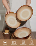 Pokini 24 Piece Dinnerware Sets for 8, Modern Stoneware Plates and Bowls Setst, Perfect for Family Gatherings & Holiday Celebrations, Easy Cleaning Dishes Set, Stack Compactly Dishware, Brown Green