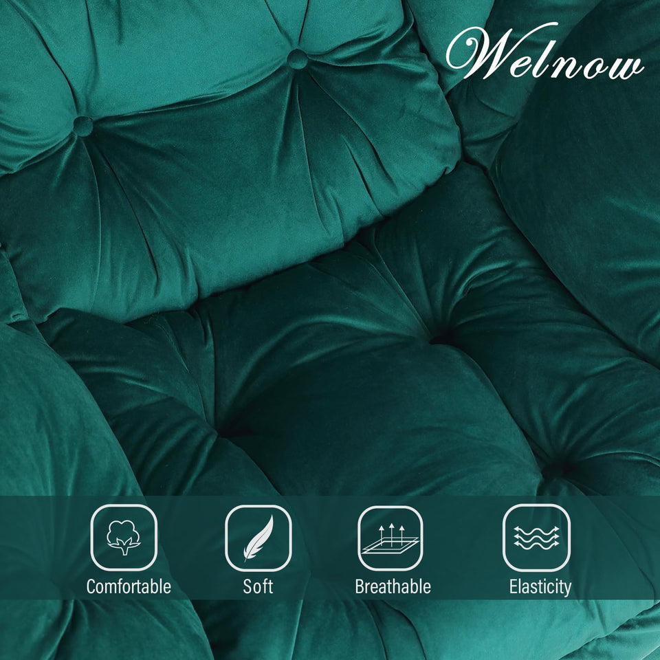 Welnow Lazy Chair with Ottoman, Modern Lounge Accent Chair with Armrests and a Side Pocket, Leisure Sofa Armchair, Reading Armchair with Footrest for Small Space, Dark Grey