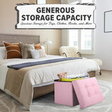 LINMAGCO Ottoman Storage Ottoman with Storage Small Foot Rest Stool Under Desk Stool Short Folding Footrest Linen Cloth Dark Gray 16X12X12IN