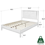 Bme Vivian 14 Inch Deluxe Bed Frame with Headboard, Rustic & Scandinavian Style with Solid Acacia Wood, No Box Spring Needed, 12 Strong Wood Slat Support, Easy Assembly, King, Rustic Golden Brown