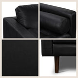 POLY & BARK Napa 72" Apartment Sofa – Italian-Tanned Full-Grain Pure-Aniline or Semi-Aniline Leather, Feather-Down Cushioning, Kiln-Dried Solid Wood Frame, Walnut Legs - Cognac Tan