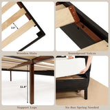 Bme Vivian 14 Inch Deluxe Bed Frame with Headboard, Rustic & Scandinavian Style with Solid Acacia Wood, No Box Spring Needed, 12 Strong Wood Slat Support, Easy Assembly, King, Rustic Golden Brown