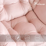 Welnow Lazy Chair with Ottoman, Modern Lounge Accent Chair with Armrests and a Side Pocket, Leisure Sofa Armchair, Reading Armchair with Footrest for Small Space, Dark Grey