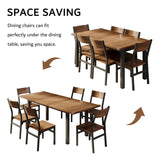 iPormis 7-Piece Dining Table Set with 6 Chairs, 63" Extendable Kitchen Table & Chairs Set for 4-6, Dining RoomTable with Solid Metal Frame & MDF Board, Perfect for Small Space, Easy Assembly, Walnut