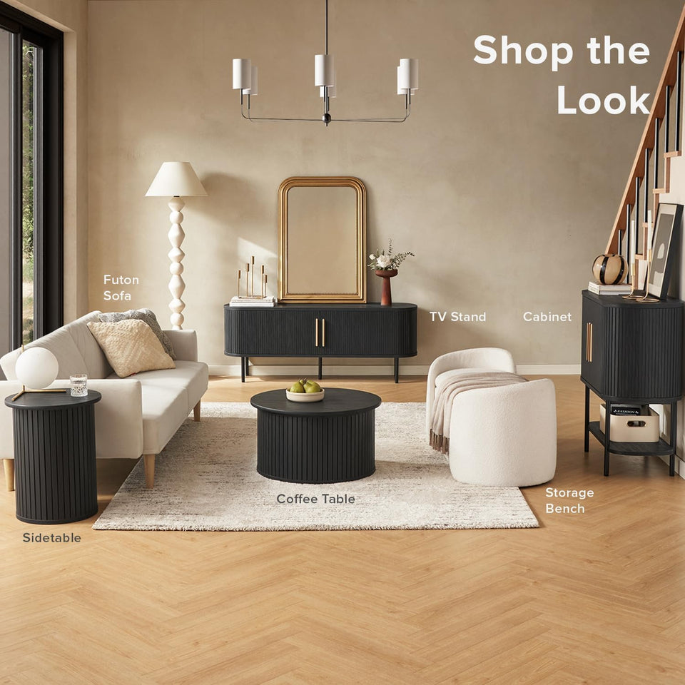 mopio Ensley TV Stand, Mid Century Modern for 55/60/65 inch TV, Farmhouse TV Stand, Entertainment Center with Storage, TV and Media Console for Living Room (Walnut, 59" Tall)