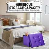 LINMAGCO Ottoman Storage Ottoman with Storage Small Foot Rest Stool Under Desk Stool Short Folding Footrest Linen Cloth Dark Gray 16X12X12IN