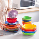 vancasso Bonita Dinnerware Set 24 Pieces Blue Stoneware Service for 6, Handpainted Spirals Pattern Stoneware Combination Set