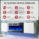 oneinmil 70" Floating TV Stand with 36" Electric Fireplace, Wall Mounted Fireplace Entertainment Center with Storage, Fire Place TV Console for Living Room, All Black