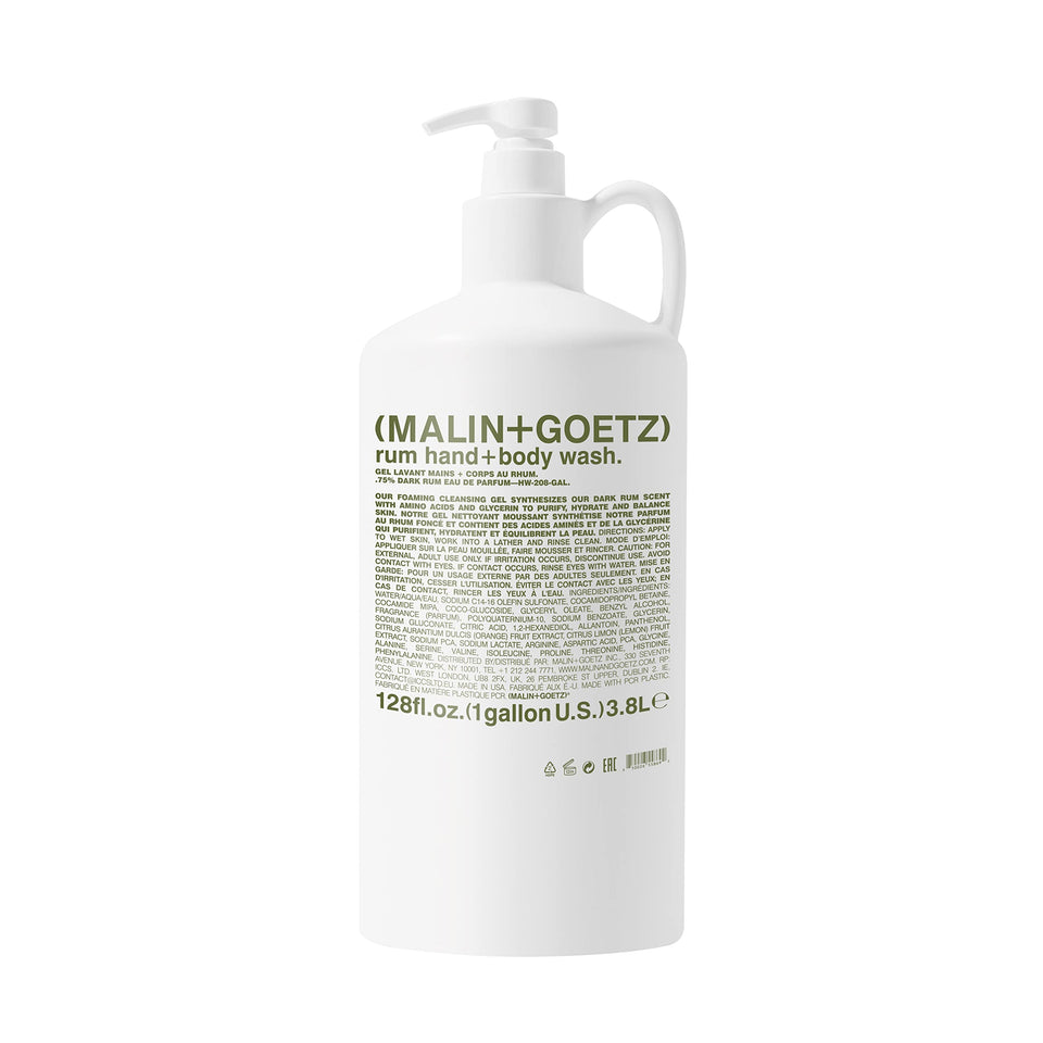 Malin + Goetz Rum Hand & Body Wash, 16 Fl. Oz. – Men & Women Natural Body Wash For All Skin Types, Foaming Hydrating Cleansing Gel, Cruelty-Free & Vegan