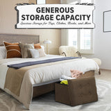 LINMAGCO Ottoman Storage Ottoman with Storage Small Foot Rest Stool Under Desk Stool Short Folding Footrest Linen Cloth Dark Gray 16X12X12IN