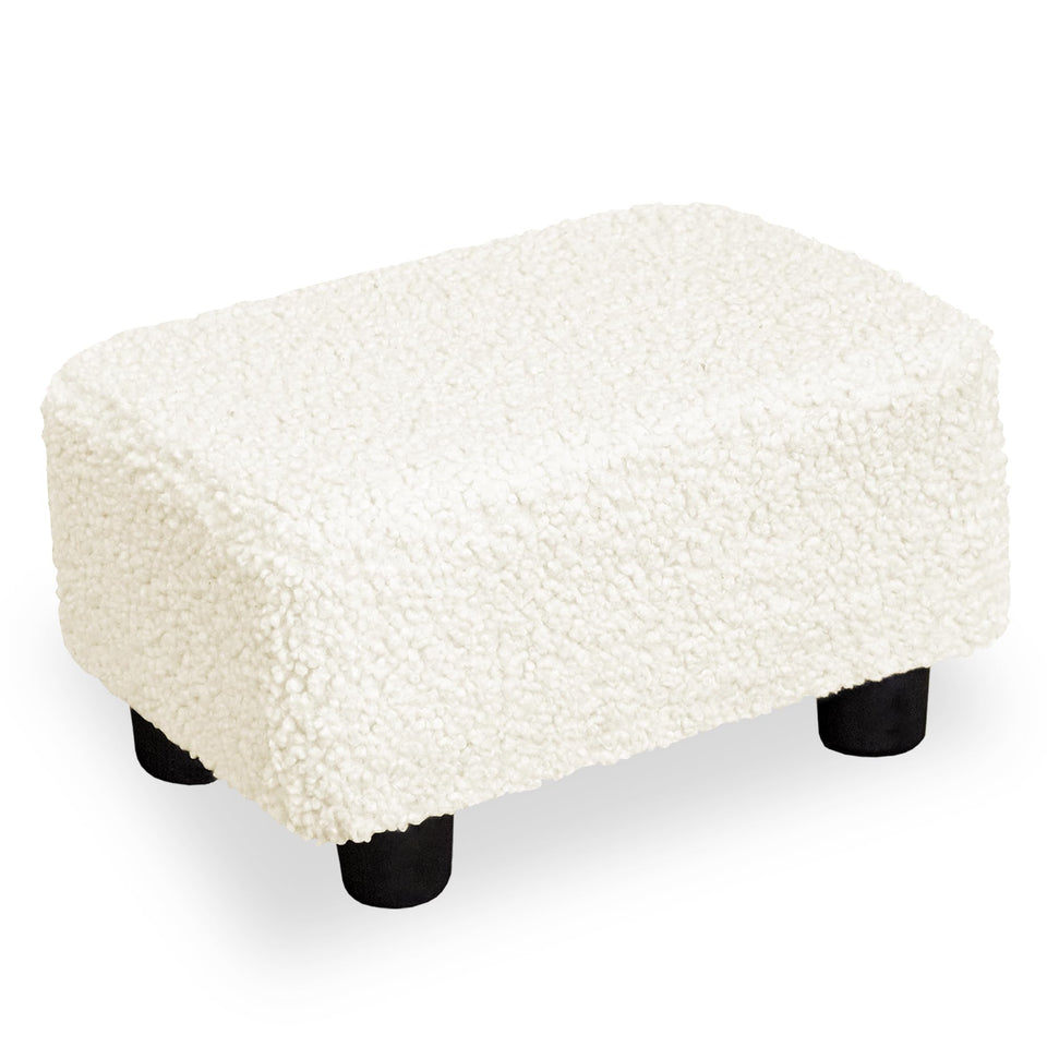 CAROLMADE Small Foot Stool Ottoman Footstool with Legs Under Desk Footrest for Living Room Bedroom and Office, Soft Ivory White