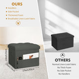 Storage Ottoman with Extra Thick Foam Padded Seat, Foldable Foot Rest Stool with Linen Fabric, 43L Ottoman with Storage Bench for Bedroom Living Room, Holds Up to 300lbs, 17x13x13in, Dark Gray
