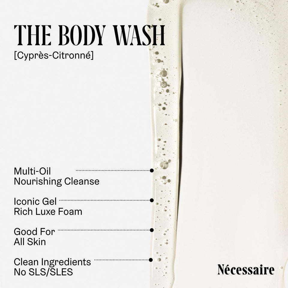 Nécessaire The Body Wash Eucalyptus — Multi-Oil Shower Gel Cleanser for Women + Men — Non-Comedogenic Body Wash with Niacinamide. 500ml/16.9 fl oz