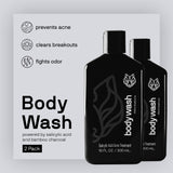 Black Wolf Salicylic Acid Body Wash for Men, 1 Liter - Men's Acne Body Wash - Charcoal Helps Reduce Acne Breakouts & Cleanse Your Skin - Full Coverage & Deep Clean Treatment - Men's Bodywash