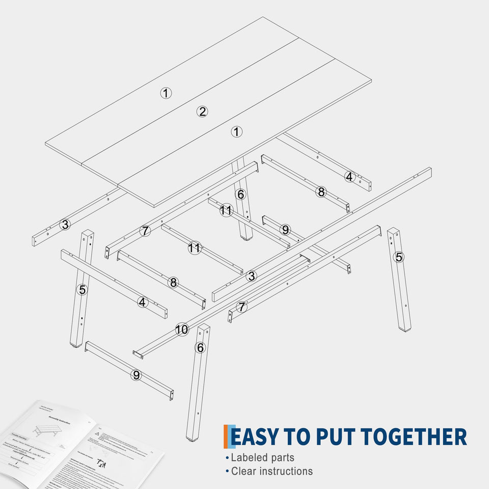 GarveeHome Industrial Dining Table for 6-8 People, 70.87" Long Wooden Kitchen Table with Sturdy Metal Frame & Rustic Brown Finish (Brown, 70.87" Long)