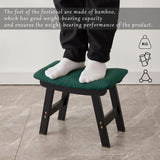 Foot Stool,Ottoman,Bamboo Small Sofa Foot Rest Under Desk,Extra Seating for Living Room, Bedroom and Kitchen(Brown Stool Legs - Beige Surface)