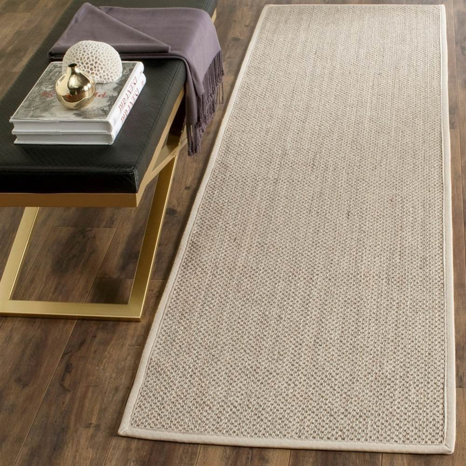 SAFAVIEH Area Rug 8x10 - Natural Fiber Collection - Large - Marble & Beige, Sisal, Woven Design with Border (NF143C)