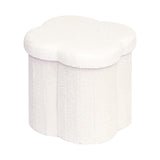 B FSOBEIIALEO Storage Ottoman Cube, Flowers Shaped Ottomans with Storage Foot Stool Footrest for Lving Room, Boucle Ottoman Seat for Dorm Room,Faux Teddy Fur, Cream White 12.6"x12.6"x12.6"