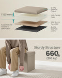 SONGMICS MAZIE Collection - 43 Inches Folding Storage Ottoman Bench, Ottoman with Storage, Foot Rest Stool, Load 660 lb, for Living Room, Synthetic Leather, Black ULSF701