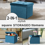 LINMAGCO Ottoman Storage Ottoman with Storage Small Foot Rest Stool Under Desk Stool Short Folding Footrest Linen Cloth Dark Gray 16X12X12IN