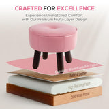 oakvivo 13in Small Foot Stool Ottoman, Round Faux Leather Foot Rest for Couch, Under Desk Pouf Footstool Footrest with Non-Skid Rubber Legs for Ling Room, Bedroom, 13''L x 13''W x 10.2''H, Green