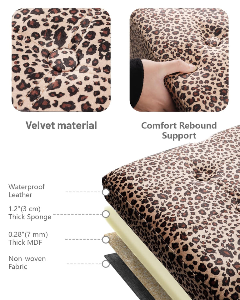 AmasSmile Footrest Ottoman Bench with Storage,34Inch Black Leather Footstool, Coffee Table, Padded Seat, Storage Chest,Blanket Store with Flipping Lid for Livingroom and Bedroom