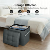 Storage Ottoman with Extra Thick Foam Padded Seat, Foldable Foot Rest Stool with Linen Fabric, 43L Ottoman with Storage Bench for Bedroom Living Room, Holds Up to 300lbs, 17x13x13in, Dark Gray