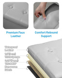 AmasSmile Storage Ottoman Folding Foot Rest Stool, Leather Footstool Bench, Short Ottoman Stool, Storage Foot Rest Store, Books (Black, 17" D x 13" W x 13" H)