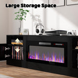 Lemberi Fireplace tv Stand with 36 inch Fireplace Up to 90" TVs, LED Light Entertainment Center and Storage, 80" Modern Wood Media TV Console with Highlight Cabinet for Living Room (White)