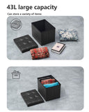 Bsketa Storage Ottoman, Folding Foot Stool with Thicker Foam Padded Seat Small Leather Storage Ottoman Bench Foot Rest for Living Room Foldable Coffee Table 17x13x13in,Black