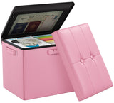 DocSafe Storage Ottoman with Lock,Fireproof Folding Ottoman Foot Rest Stool Storage Chest with Storage Safe for Important Documents,Waterproof 17 Inches Short Ottoman Foot Stool with Handles,Black