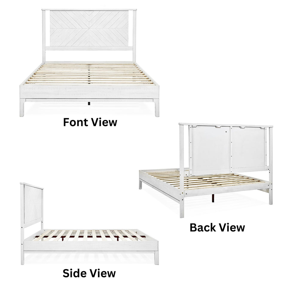 Bme Vivian 14 Inch Deluxe Bed Frame with Headboard, Rustic & Scandinavian Style with Solid Acacia Wood, No Box Spring Needed, 12 Strong Wood Slat Support, Easy Assembly, King, Rustic Golden Brown