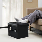 Bsketa Storage Ottoman, Folding Foot Stool with Thicker Foam Padded Seat Small Leather Storage Ottoman Bench Foot Rest for Living Room Foldable Coffee Table 17x13x13in,Black