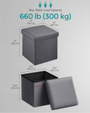 SONGMICS MAZIE Collection - 43 Inches Folding Storage Ottoman Bench, Ottoman with Storage, Foot Rest Stool, Load 660 lb, for Living Room, Synthetic Leather, Black ULSF701