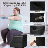 Storage Ottoman Foot Rest Stool, Foldable Leather Footstool Storage Bench with Thicker Foam Padded Seat. Foot Rest Under Desk for Living Room Bedroom 350 lbs, 17x13x13 in, Brown