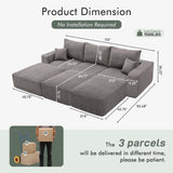 Boneless Sectional Cloud Couch Sofa for Living Room, 112" U-Shaped Modular Modern Lounge Sleeper Black Couches with Chaise, No Assemble, Cordury Compression Upholstered Sofas