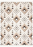 SAFAVIEH Area Rug 8x10 - Moroccan Tassel Shag Collection - Large - Ivory & Brown, Boho Design, Non-Shedding & Easy Cleaning, Plush Pile, Ideal for Living Room, Bedroom, Dining Space (MTS688A)