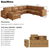 EASE MOOSE Leather Sectional Couch, Oversized Modular Sectional Sofas, Wide Deep Seat Modular Couch, Scratch Resistant Faux Leather Material, L Shaped Sofa for Big Spaces,Beige