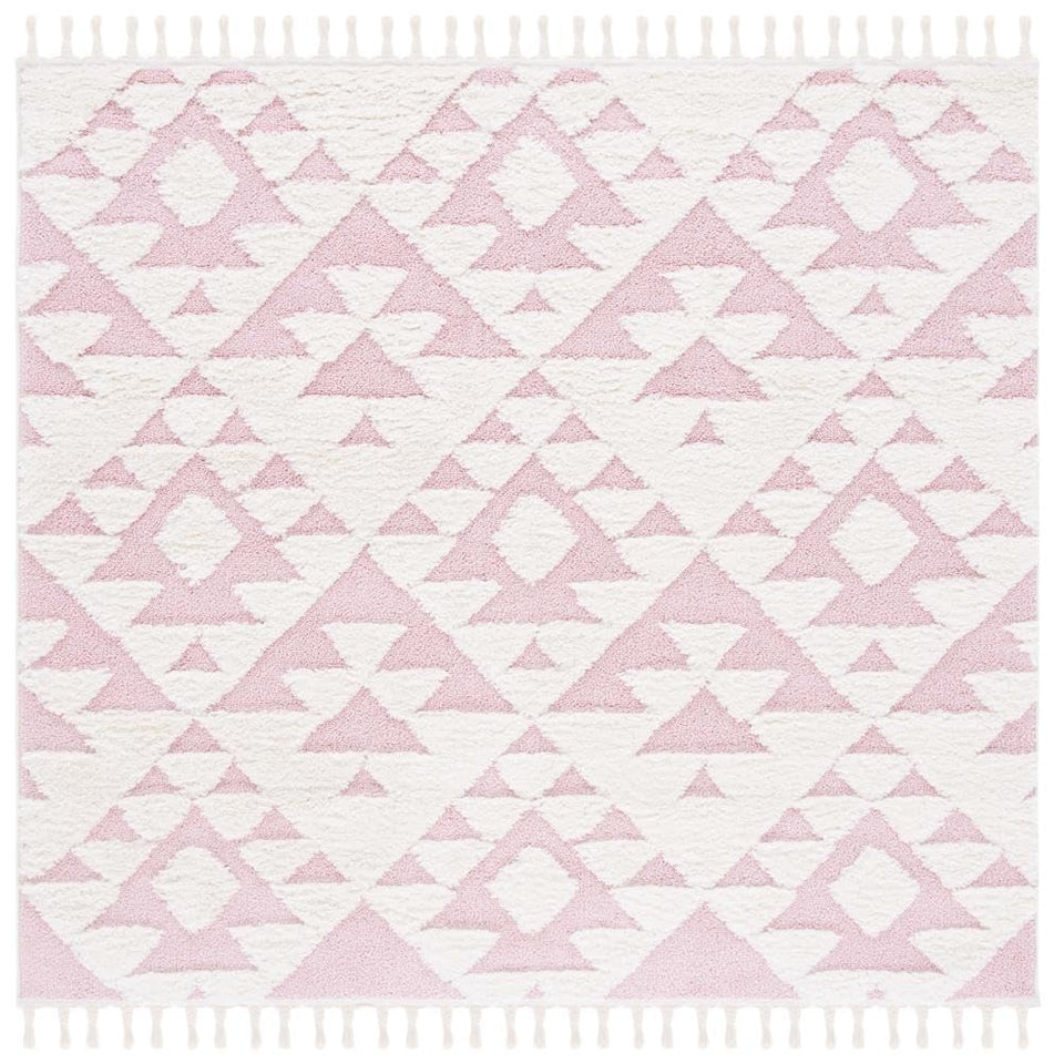 SAFAVIEH Area Rug 8x10 - Moroccan Tassel Shag Collection - Large - Ivory & Brown, Boho Design, Non-Shedding & Easy Cleaning, Plush Pile, Ideal for Living Room, Bedroom, Dining Space (MTS688A)