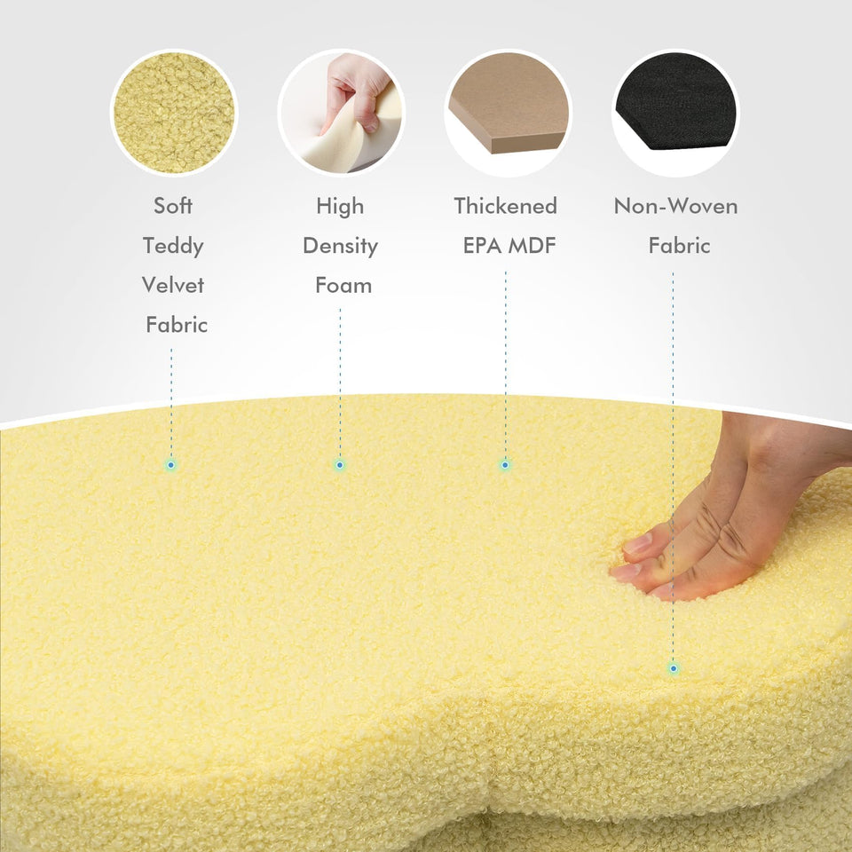 B FSOBEIIALEO Storage Ottoman Cube, Flowers Shaped Ottomans with Storage Foot Stool Footrest for Lving Room, Boucle Ottoman Seat for Dorm Room,Faux Teddy Fur, Cream White 12.6"x12.6"x12.6"