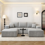 135.4" Cloud Modular Sectional Couch with 1 Ottoman,Modern Minimalist Upholstered Couches, Comfort U Shaped Sofa for Living Room,Deep Seat Corner Couch，No Assembly Required (Black,Left Facing Chaise)