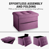 LINMAGCO Ottoman Storage Ottoman with Storage Small Foot Rest Stool Under Desk Stool Short Folding Footrest Linen Cloth Dark Gray 16X12X12IN