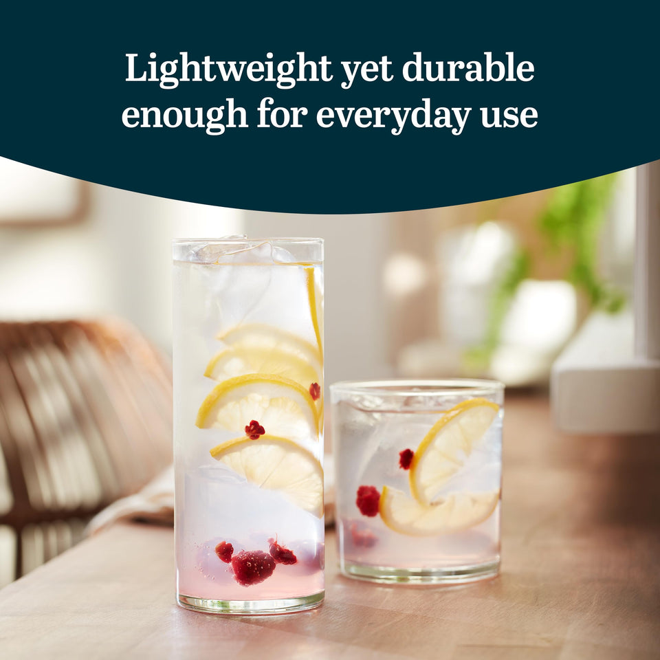 Libbey Ascent Tumbler and Rocks Drinking Glasses Set of 16, Glass Drinking Glasses with Curvature, Versatile Glassware Set for Parties and More