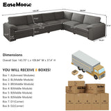 EASE MOOSE Leather Sectional Couch, Oversized Modular Sectional Sofas, Wide Deep Seat Modular Couch, Scratch Resistant Faux Leather Material, L Shaped Sofa for Big Spaces,Beige
