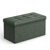 SONGMICS MAZIE Collection - 43 Inches Folding Storage Ottoman Bench, Ottoman with Storage, Foot Rest Stool, Load 660 lb, for Living Room, Synthetic Leather, Black ULSF701