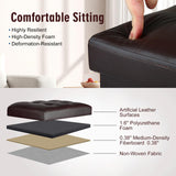 Storage Ottoman Foot Rest Stool, Foldable Leather Footstool Storage Bench with Thicker Foam Padded Seat. Foot Rest Under Desk for Living Room Bedroom 350 lbs, 17x13x13 in, Brown