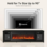 oneinmil 80" Fireplace TV Stand, 50 Inch Electric Fireplace & Modern Entertainment Center, TV Console with Adjustable Shelf & Glass Door for TVs Up to 90", Fire Place TV Stands for Living Room, Black