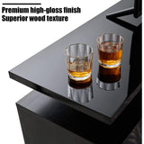 AMERLIFE Fireplace TV Stand with 36" Fireplace, 70" Modern High Gloss Fireplace Entertainment Center LED Lights, 2 Tier TV Console Cabinet for TVs Up to 80", Obsidian Black