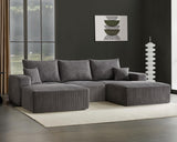 Boneless Sectional Cloud Couch Sofa for Living Room, 112" U-Shaped Modular Modern Lounge Sleeper Black Couches with Chaise, No Assemble, Cordury Compression Upholstered Sofas